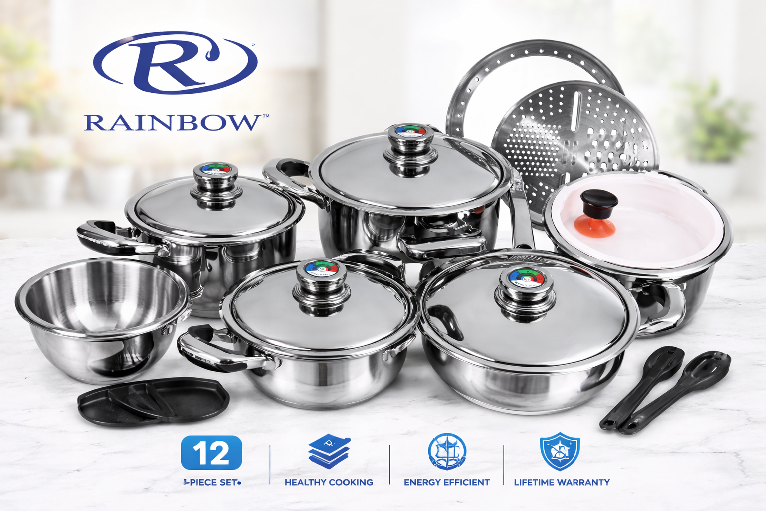 調理器具 RAINBOW 12PC SET Rainbow 12 Piece Cookware Set LIFETIME WARRANTY Genuine Rainbow